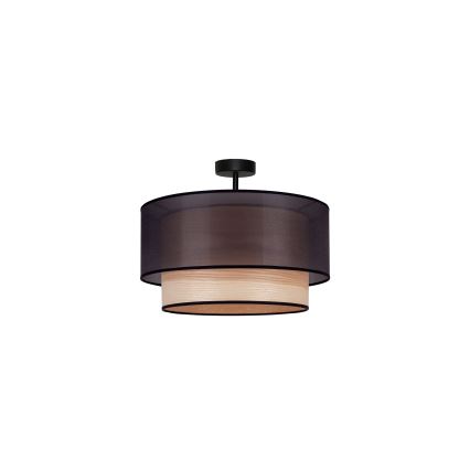 Duolla - Aufbauleuchte WOOD BOHO 1xE27/15W/230V d 45 cm schwarz/beige