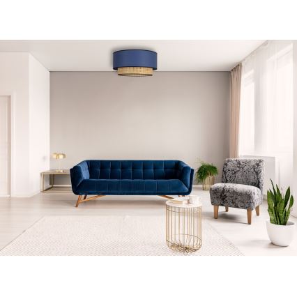 Duolla - Deckenleuchte BOHO 1xE27/15W/230V d 45 cm blau/Rattan