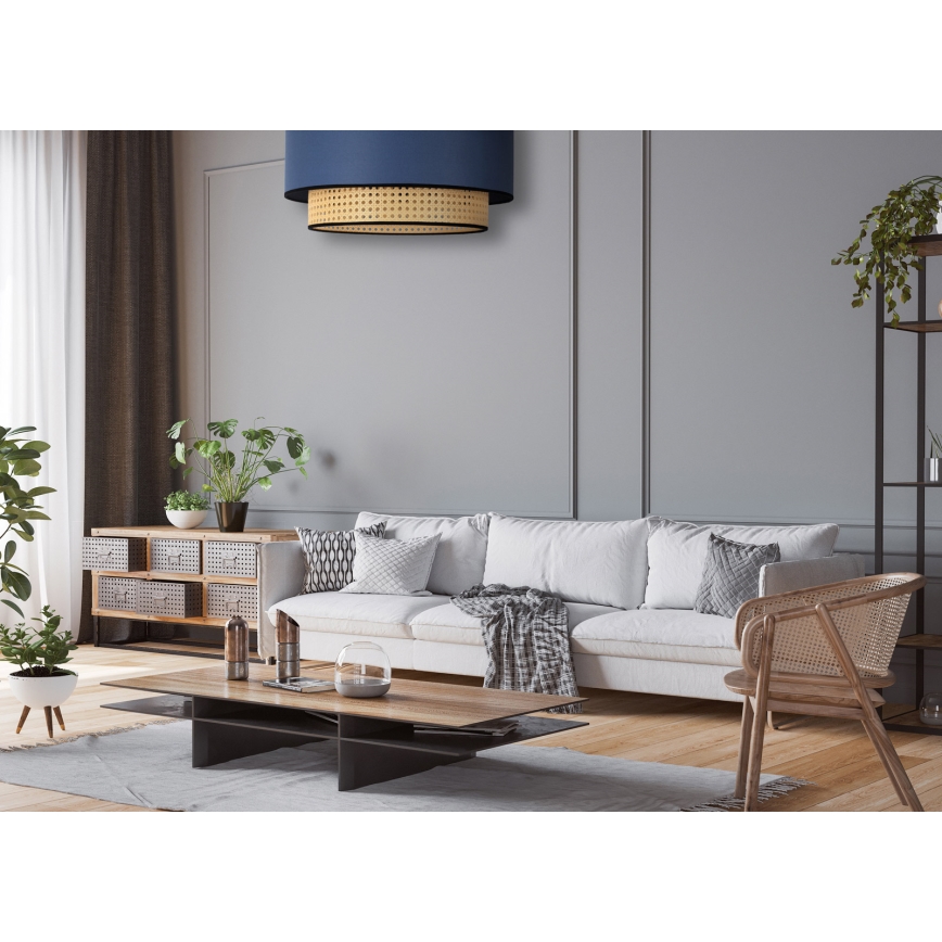 Duolla - Deckenleuchte BOHO 1xE27/15W/230V d 45 cm blau/Rattan