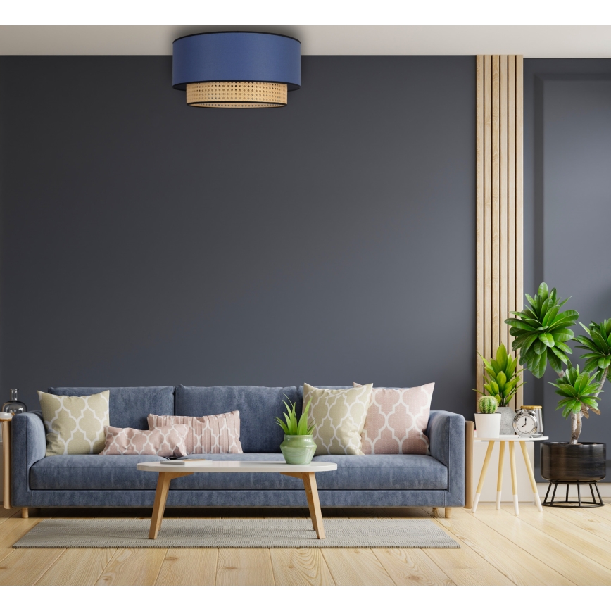 Duolla - Deckenleuchte BOHO 1xE27/15W/230V d 45 cm blau/Rattan