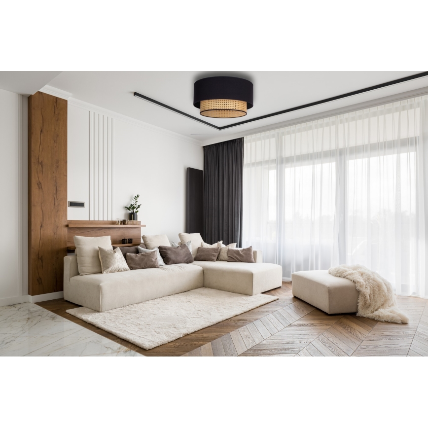 Duolla - Deckenleuchte BOHO 1xE27/15W/230V d 45 cm schwarz/Rattan