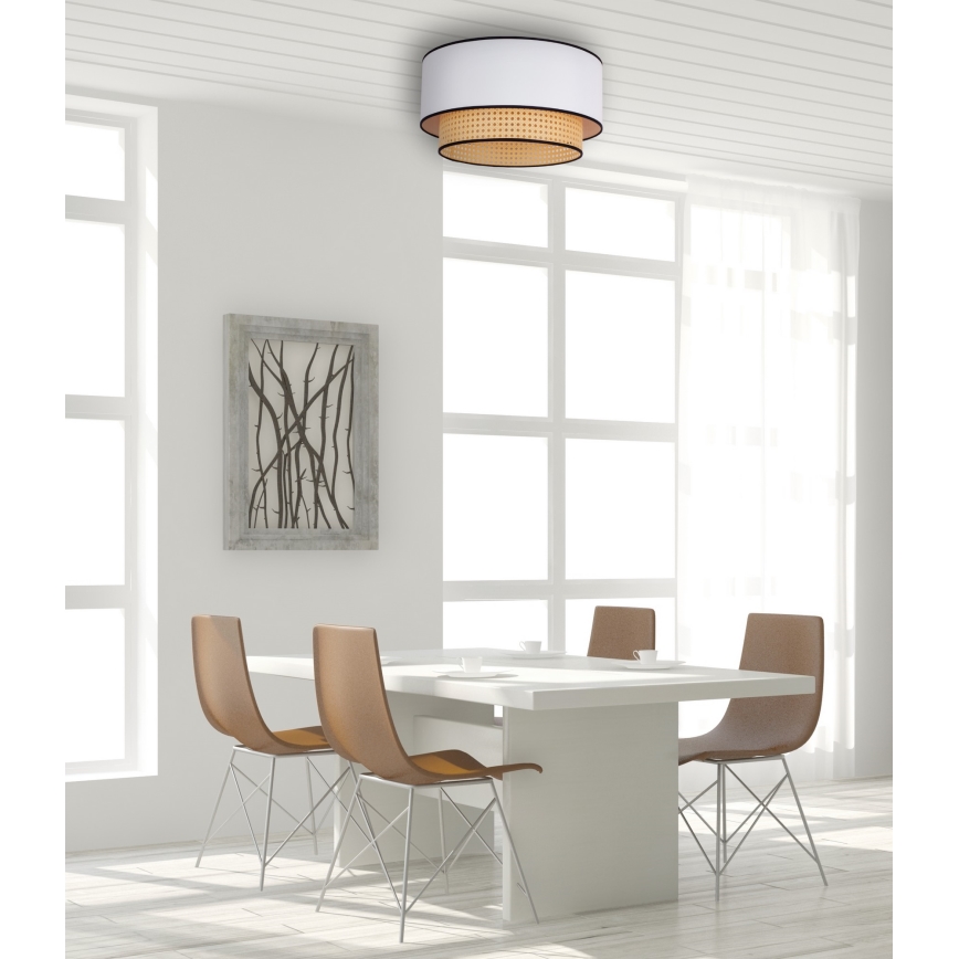 Duolla - Deckenleuchte BOHO 1xE27/15W/230V d 45 cm weiß/Rattan