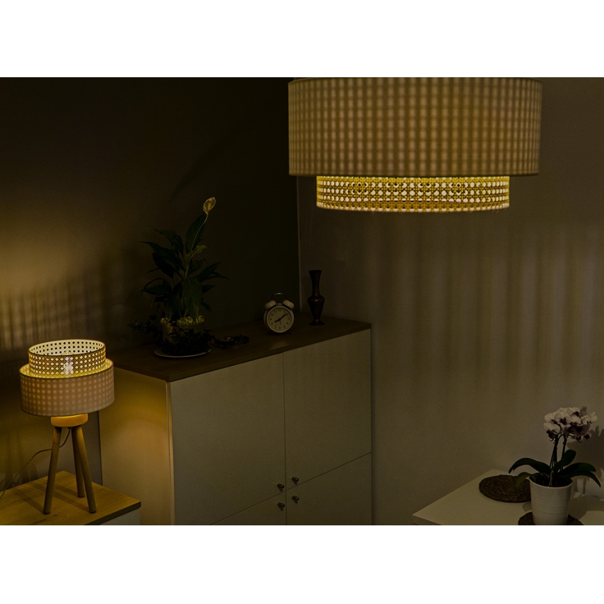Duolla - Deckenleuchte BOHO 3xE27/15W/230V Durchmesser 60 cm cremefarben/Rattan