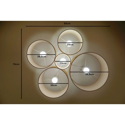 Duolla - Deckenleuchte ROLLER PENTO 5xE27/60W/230V beige