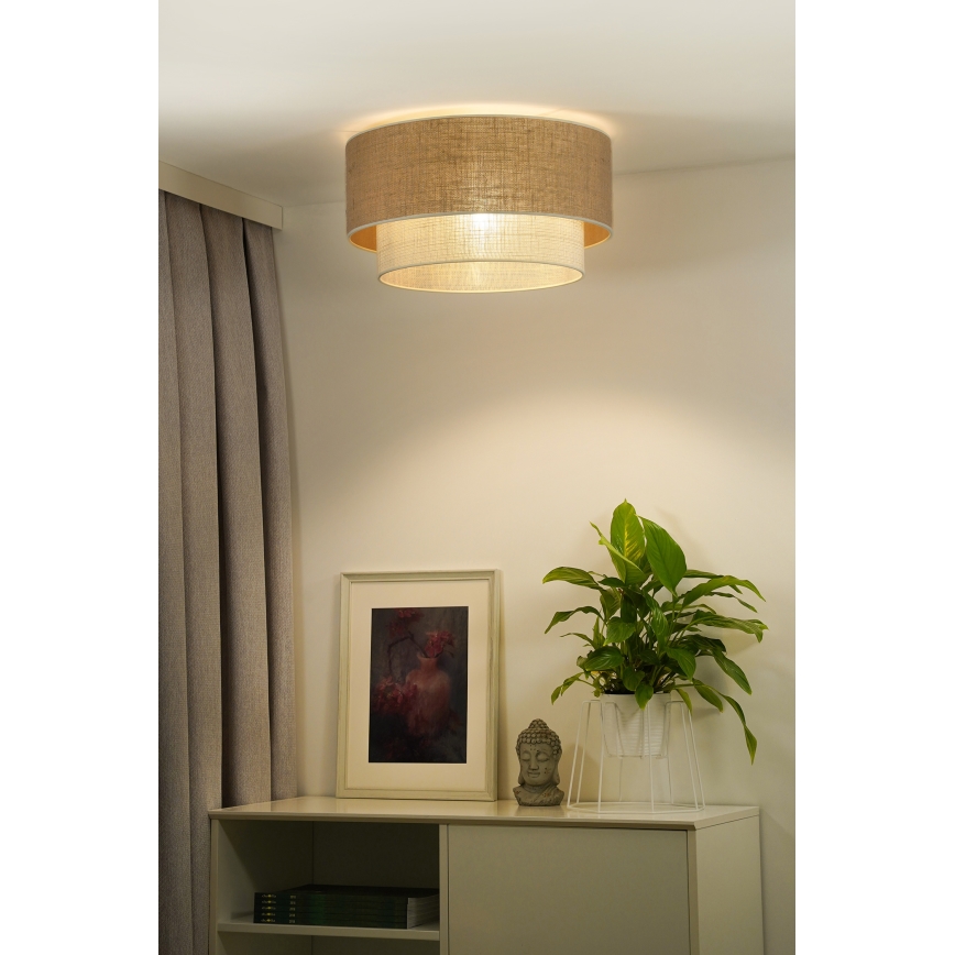 Duolla - Deckenleuchte YUTE BOHO 1xE27/15W/230V d 45 cm braun/cremefarben