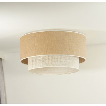 Duolla - Deckenleuchte YUTE BOHO 1xE27/15W/230V d 45 cm braun/cremefarben