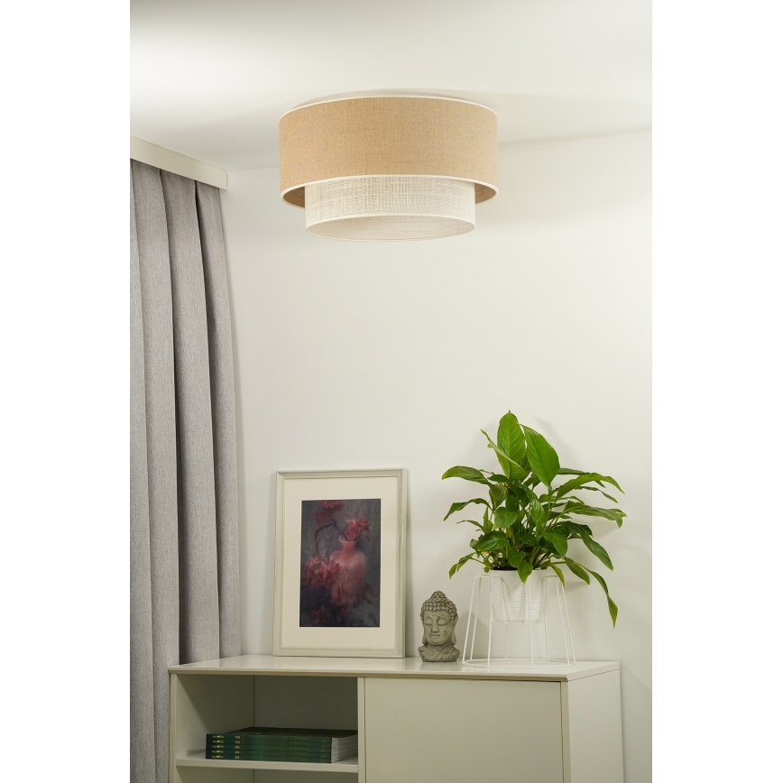 Duolla - Deckenleuchte YUTE BOHO 1xE27/15W/230V d 45 cm braun/cremefarben