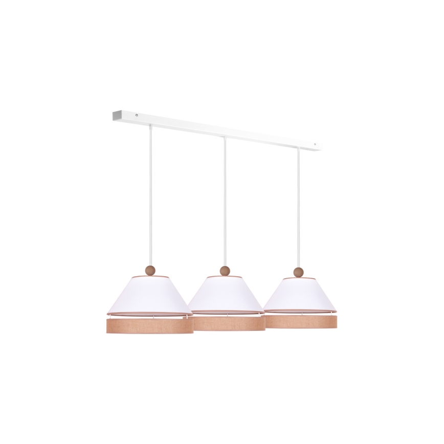 Duolla - Hängeleuchte an Schnur AVIGNON 3xE27/15W/230V weiß/braun