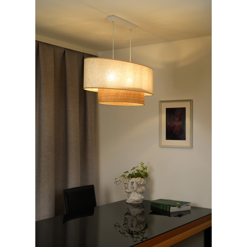 Duolla - Hängeleuchte an Schnur DOUBLE OVAL NATURE 2xE27/15W/230V cremefarben/beige