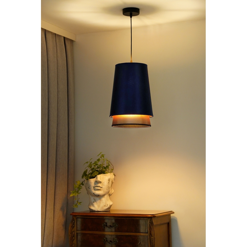 Duolla - Hängeleuchte BELL SHINY 1xE27/15W/230V d 25 cm blau/kupfern