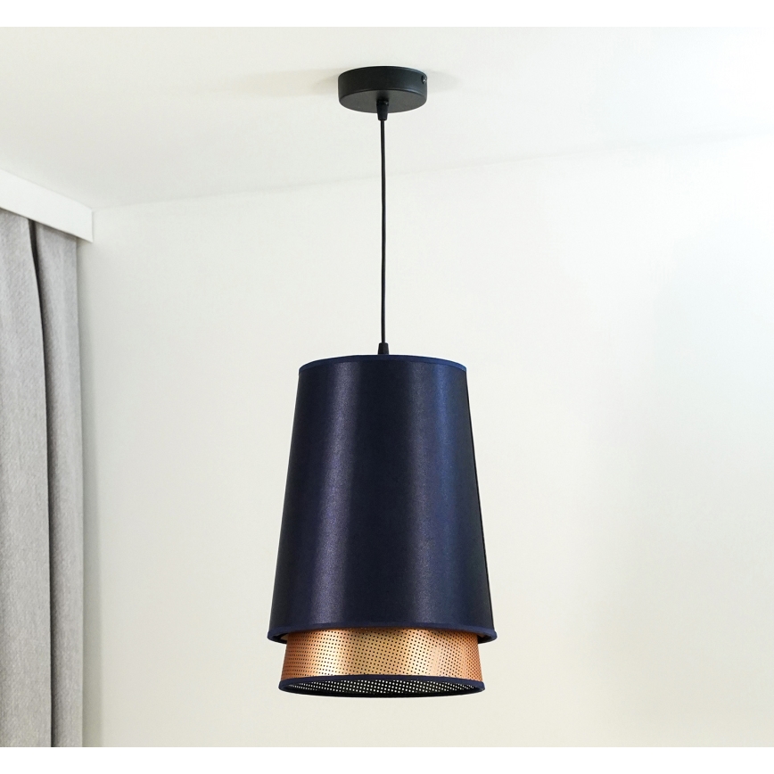 Duolla - Hängeleuchte BELL SHINY 1xE27/15W/230V d 25 cm blau/kupfern