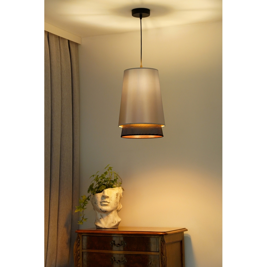 Duolla - Hängeleuchte BELL SHINY 1xE27/15W/230V d 25 cm silbern/schwarz