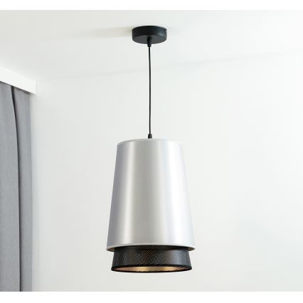 Duolla - Hängeleuchte BELL SHINY 1xE27/15W/230V d 25 cm silbern/schwarz