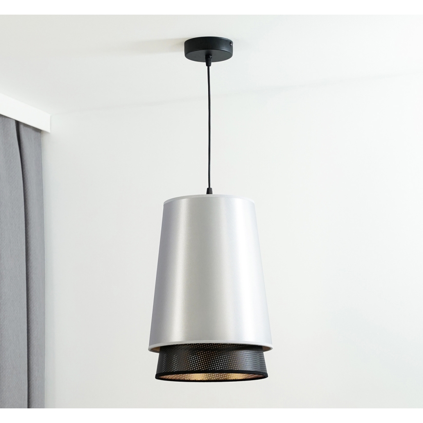 Duolla - Hängeleuchte BELL SHINY 1xE27/15W/230V d 25 cm silbern/schwarz