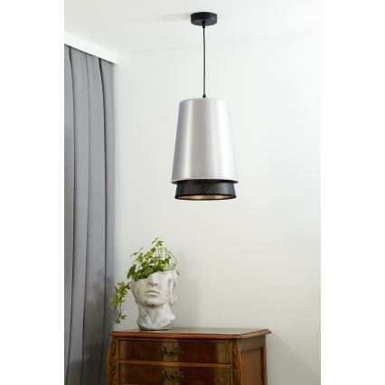 Duolla - Hängeleuchte BELL SHINY 1xE27/15W/230V d 25 cm silbern/schwarz