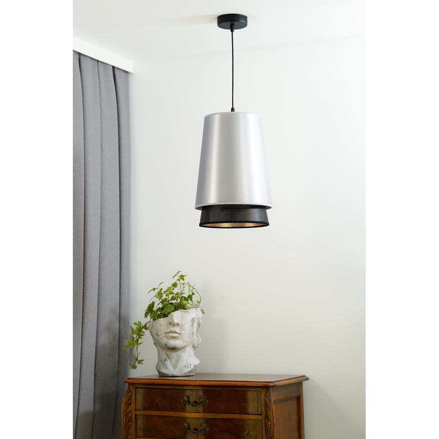 Duolla - Hängeleuchte BELL SHINY 1xE27/15W/230V d 25 cm silbern/schwarz