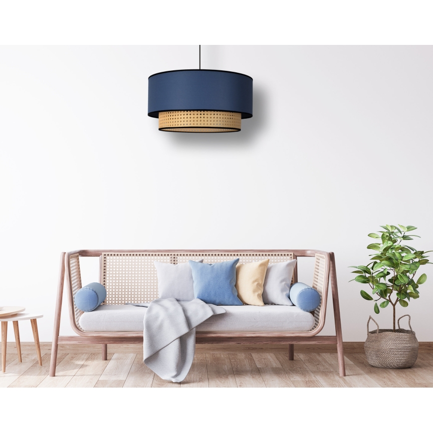 Duolla - Hängeleuchte BOHO 1xE27/15W/230V d 45 cm blau/Rattan