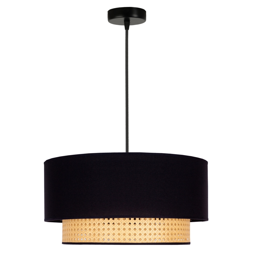 Duolla - Hängeleuchte BOHO 1xE27/15W/230V d 45 cm schwarz/Rattan