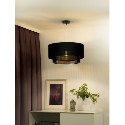 Duolla - Hängeleuchte BOHO RATTAN 1xE27/15W/230V d 45 cm schwarz
