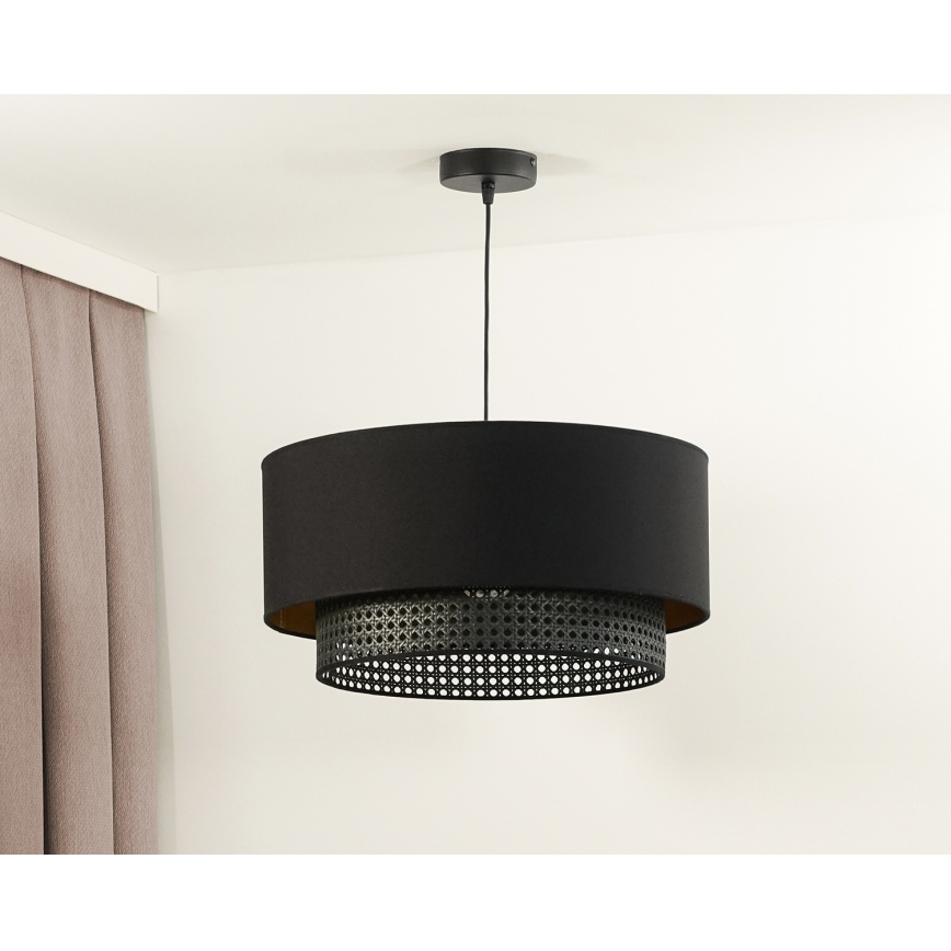 Duolla - Hängeleuchte BOHO RATTAN 1xE27/15W/230V d 45 cm schwarz