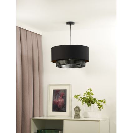 Duolla - Hängeleuchte BOHO RATTAN 1xE27/15W/230V d 45 cm schwarz