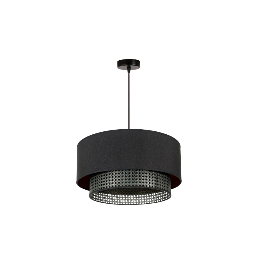 Duolla - Hängeleuchte BOHO RATTAN 1xE27/15W/230V d 45 cm schwarz