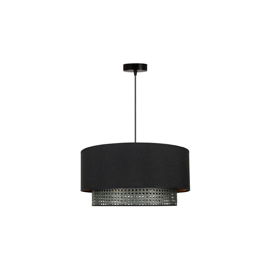 Duolla - Hängeleuchte BOHO RATTAN 1xE27/15W/230V d 45 cm schwarz
