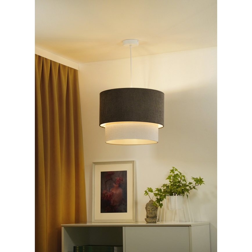 Duolla - Hängeleuchte CORDUROY 1xE27/15W/230V d 40 cm braun/cremefarben