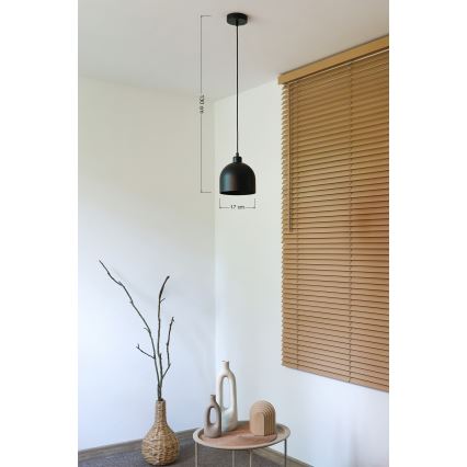 Duolla - Lampada a sospensione con cavo IRONLINE 1xE27/15W/230V Ø 17 cm nero