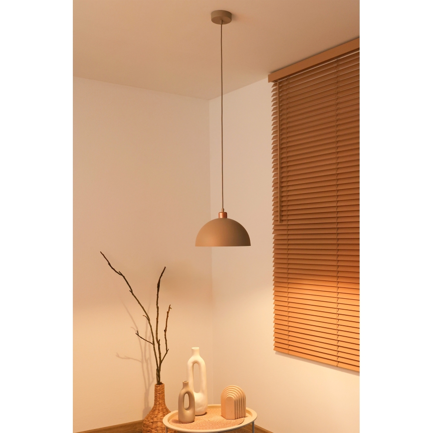 Duolla - Lampada a sospensione con cavo IRONLINE 1xE27/15W/230V Ø 27 cm beige/rame