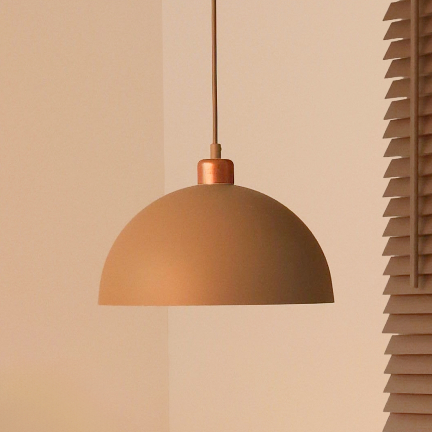 Duolla - Lampada a sospensione con cavo IRONLINE 1xE27/15W/230V Ø 27 cm beige/rame