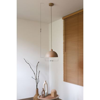 Duolla - Lampada a sospensione con cavo IRONLINE 1xE27/15W/230V Ø 27 cm beige/rame