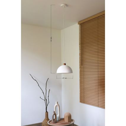 Duolla - Lampada a sospensione con cavo IRONLINE 1xE27/15W/230V Ø 27 cm bianco/rame