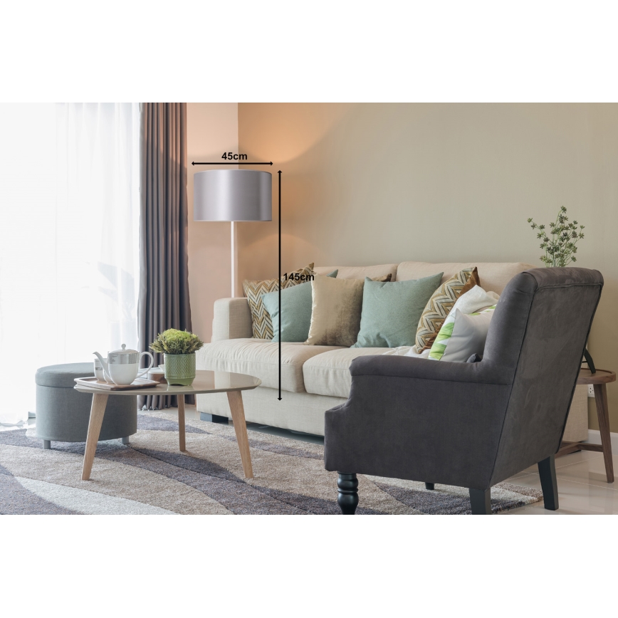 Duolla - Lampada con piedistallo CANNES 1xE27/15W/230V diametro 45 cm argento/bianco