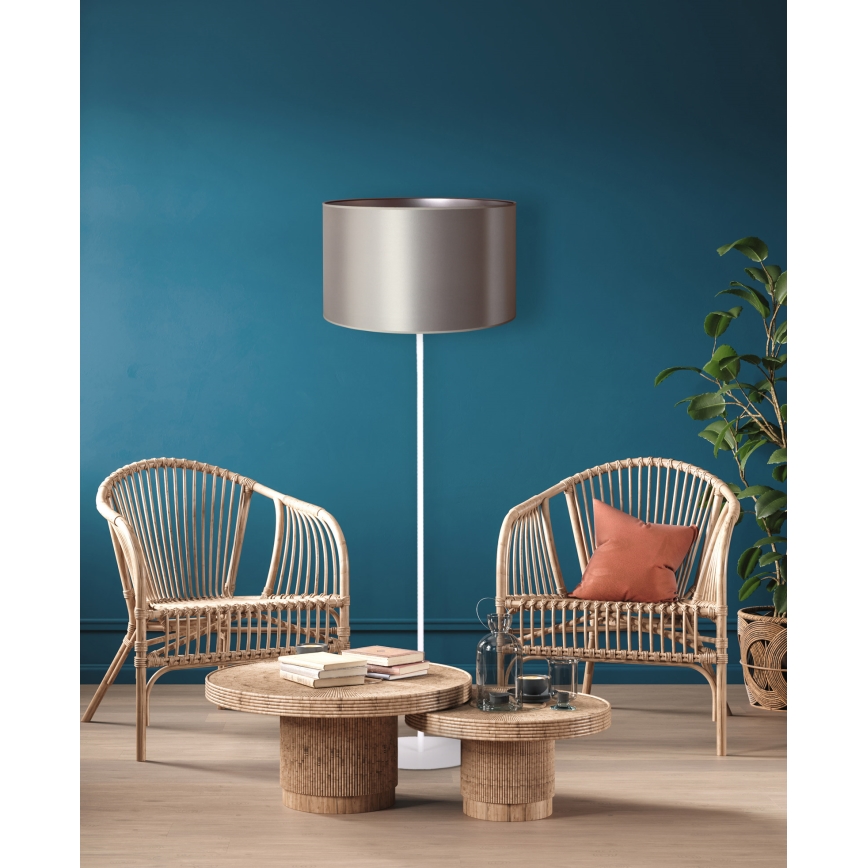 Duolla - Lampada con piedistallo CANNES 1xE27/15W/230V diametro 45 cm argento/bianco