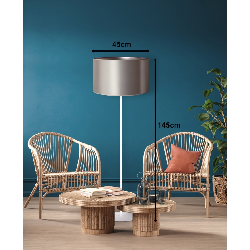 Duolla - Lampada con piedistallo CANNES 1xE27/15W/230V diametro 45 cm argento/bianco