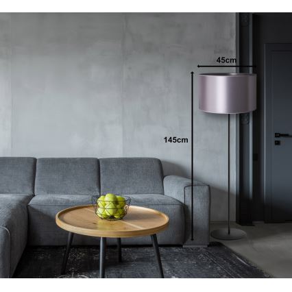 Duolla - Lampada con piedistallo CANNES 1xE27/15W/230V diametro 45 cm argento/nero