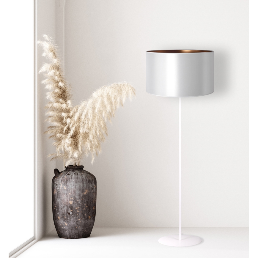 Duolla - Lampada con piedistallo CANNES 1xE27/15W/230V diametro 45 cm argento/rame/bianco