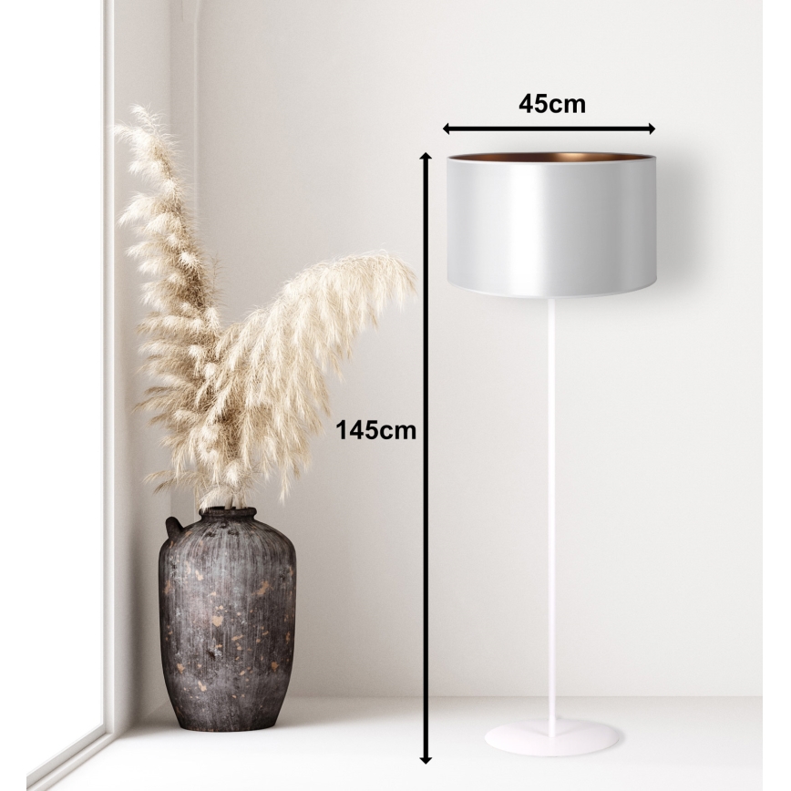Duolla - Lampada con piedistallo CANNES 1xE27/15W/230V diametro 45 cm argento/rame/bianco