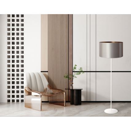 Duolla - Lampada con piedistallo CANNES 1xE27/15W/230V diametro 45 cm argento/rame/bianco