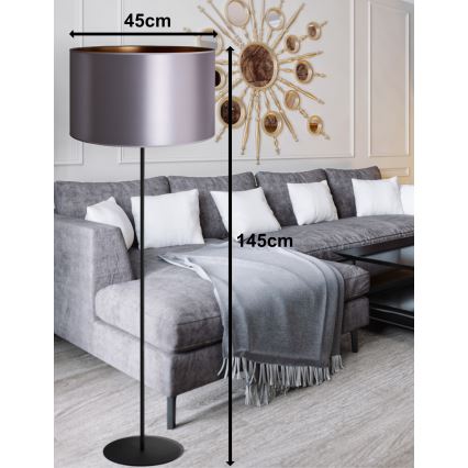Duolla - Lampada con piedistallo CANNES 1xE27/15W/230V diametro 45 cm argento/rame/nero