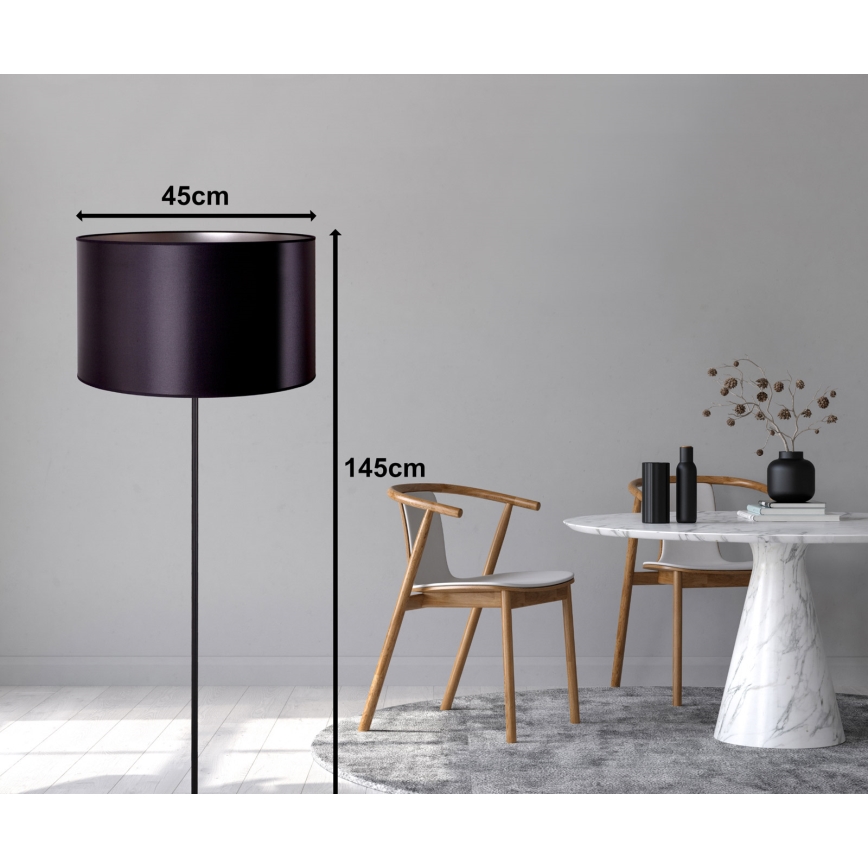Duolla - Lampada con piedistallo CANNES 1xE27/15W/230V diametro 45 cm nero/argento
