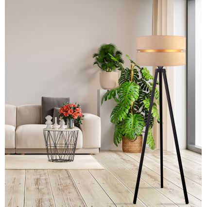 Duolla - Lampada con piedistallo DUO 1xE27/60W/230V diametro 44 cm beige/wenge