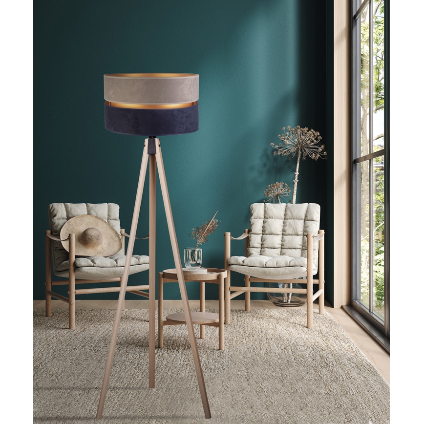 Duolla - Lampada con piedistallo DUO 1xE27/60W/230V diametro 44 cm grigio/blu/beige