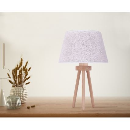 Duolla - Lampada da tavolo BOUCLE 1xE27/15W/230V diametro 28 cm bianco/legno