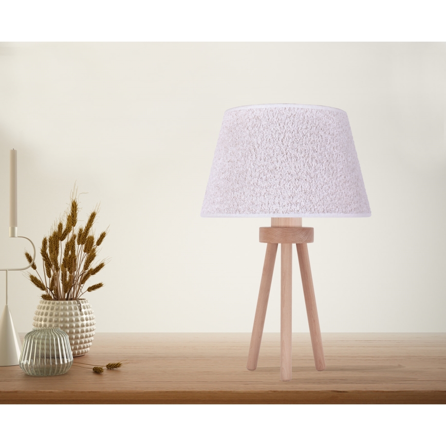 Duolla - Lampada da tavolo BOUCLE 1xE27/15W/230V diametro 28 cm bianco/legno