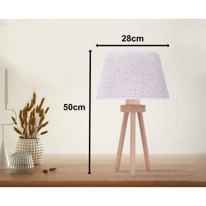 Duolla - Lampada da tavolo BOUCLE 1xE27/15W/230V diametro 28 cm bianco/legno