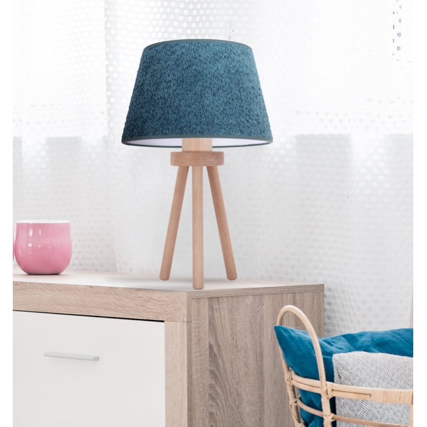 Duolla - Lampada da tavolo BOUCLE 1xE27/15W/230V diametro 28 cm turchese/legno
