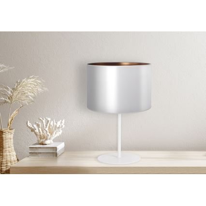 Duolla - Lampada da tavolo CANNES 1xE14/15W/230V diametro 20 cm argento/rame/bianco