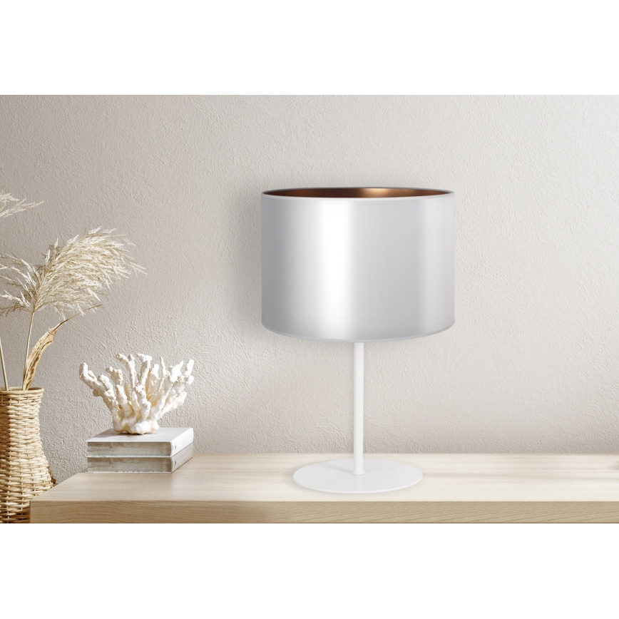 Duolla - Lampada da tavolo CANNES 1xE14/15W/230V diametro 20 cm argento/rame/bianco